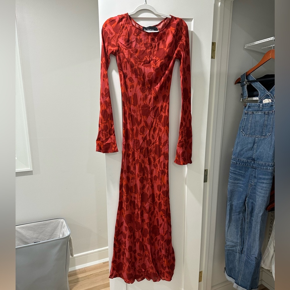 Realisation Par Red Floral Long Sleeve Dress